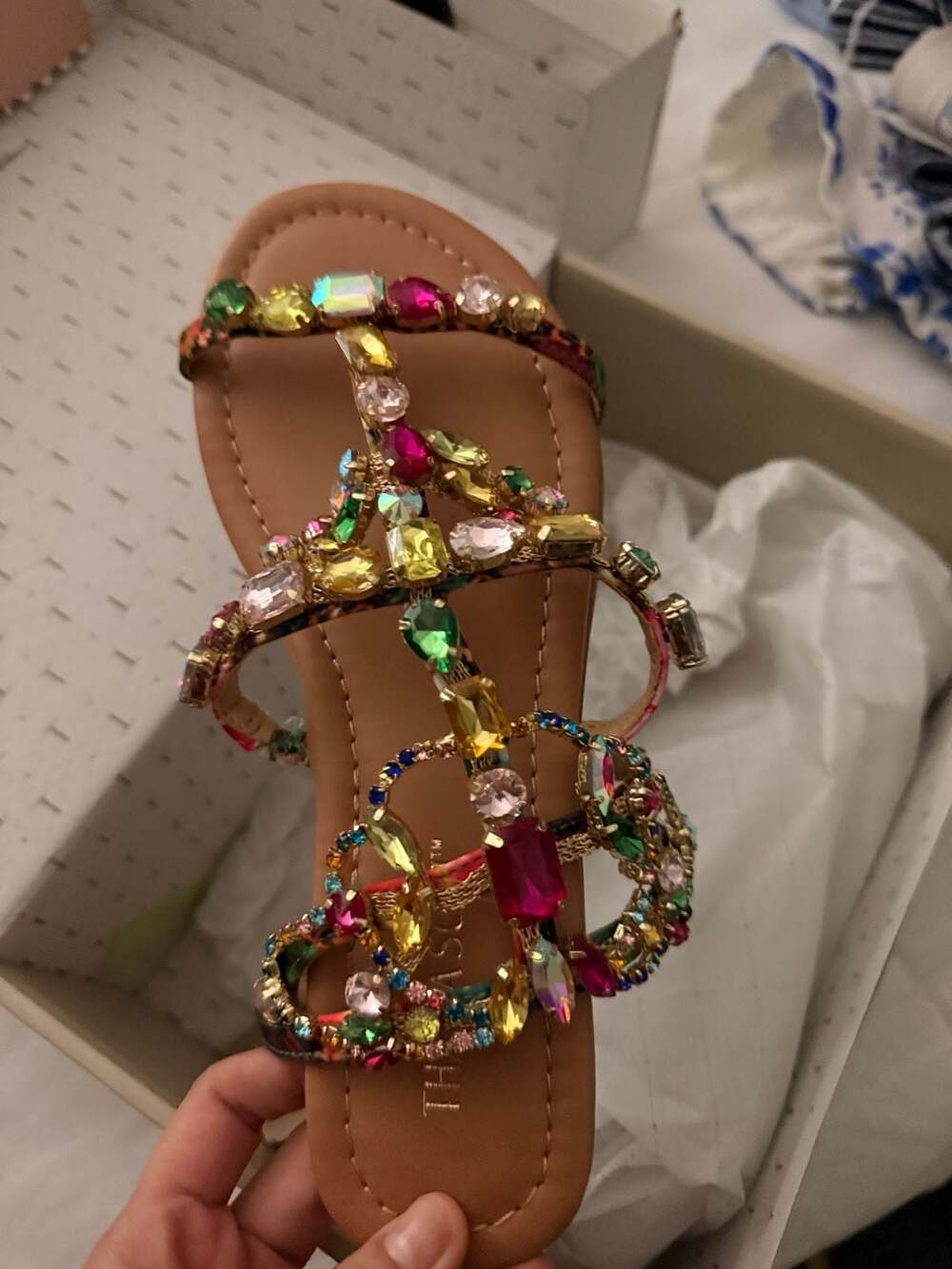 Thalia Sodi Jenesis Exotic Leopard Embellished Flat Sandals Size 5M